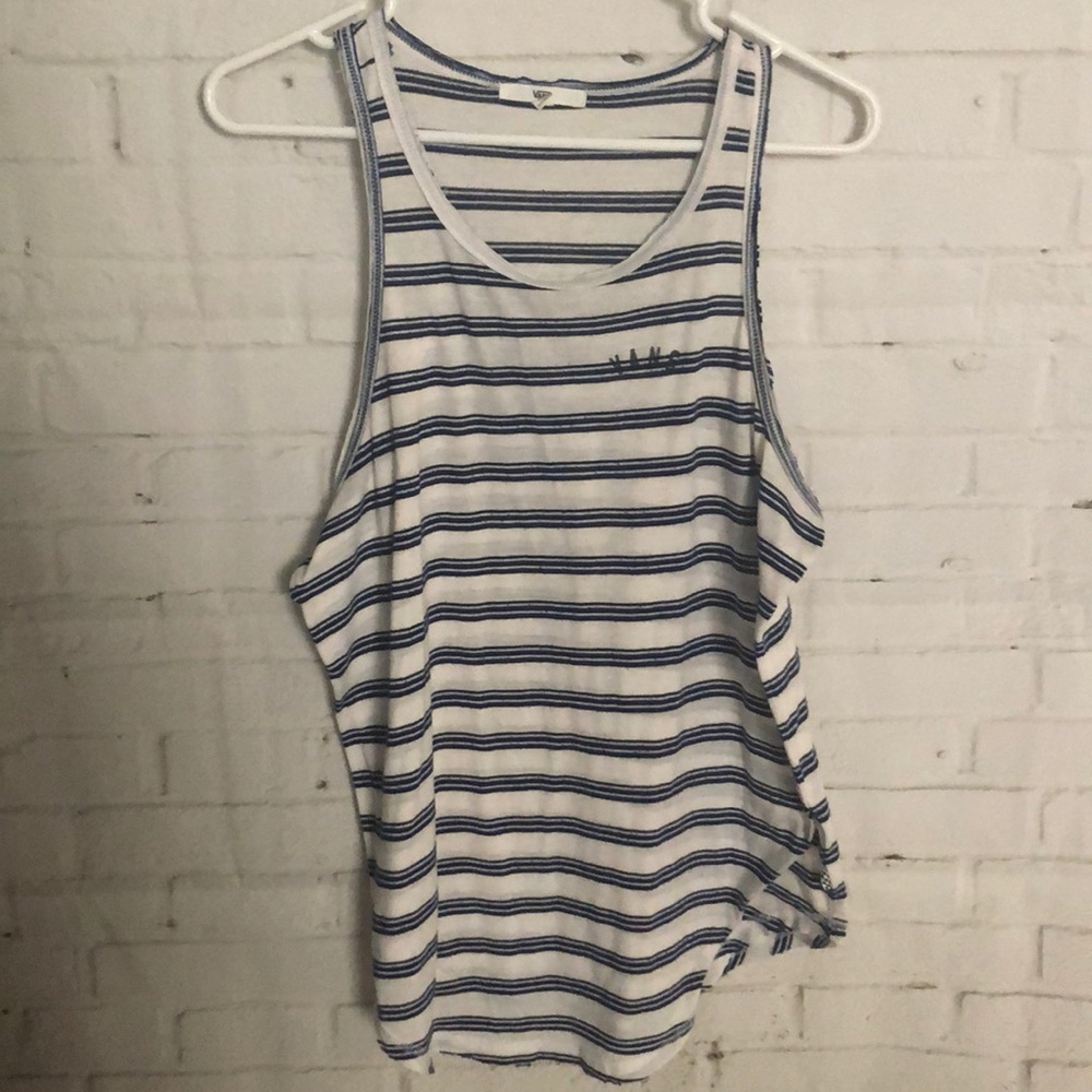 White, blue striped tank top